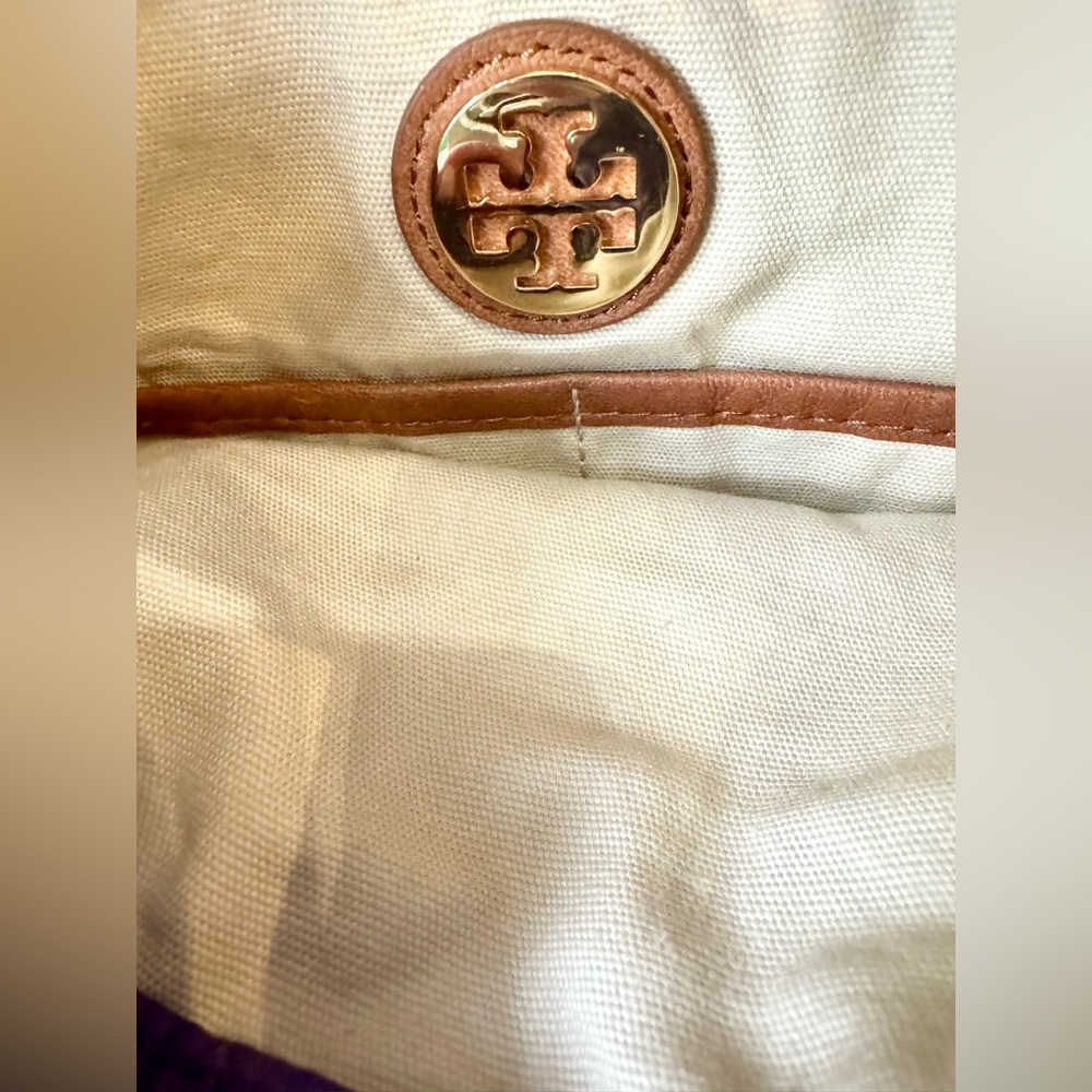 Tory Burch Adorable Alice Purple and Brown Adjustable Quilted Nylon Bag GUC - Picture 8 of 10